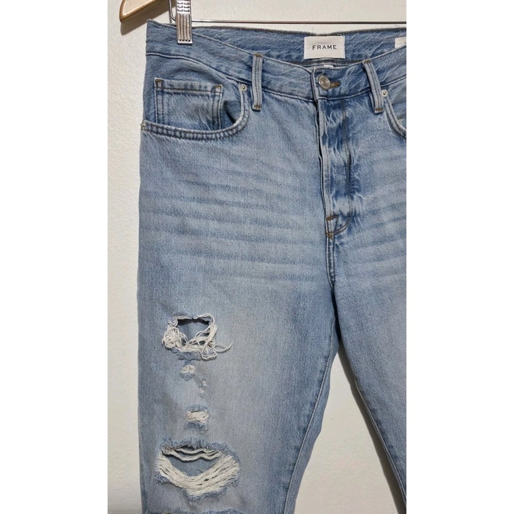 Frame Denim 28 Le Original Blue‎ High Waisted Distressed Tapered Leg Jeans Crop - Picture 2 of 8